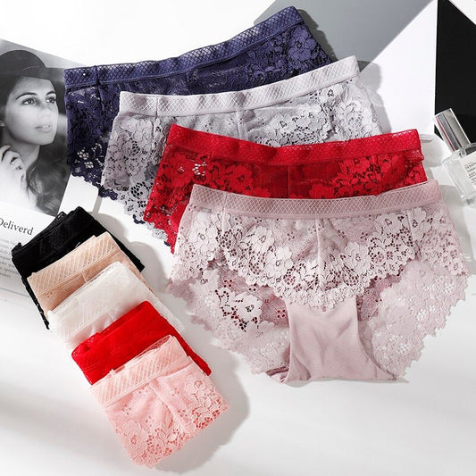 Fashion Women's Briefs Ladies Panties Sexy Lace Underwear Breathable Underpants Girls Knickers
