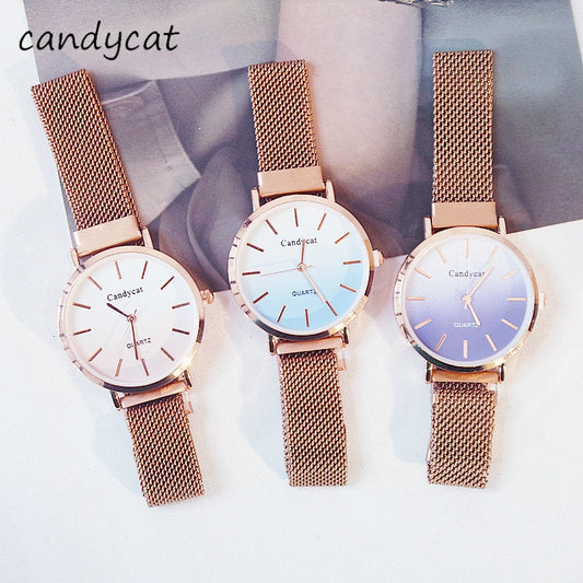 CandyCat Watch Female Student Simple Fashion Magnet Ladies' Watch Fashion Cherry Blossom Powder Jewelry Wrist Decoration